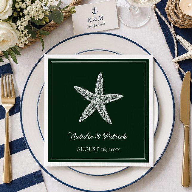 Emerald Green Starfish Wedding Napkins (Emerald Green Starfish Wedding Napkins)