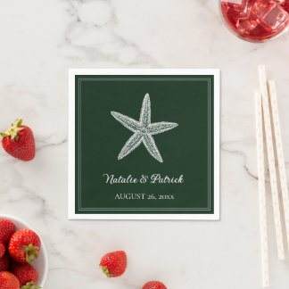 Emerald Green Starfish Wedding Napkins