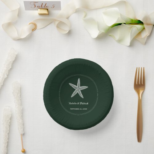 Emerald Green Starfish Wedding Paper Bowls