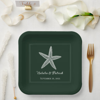Emerald Green Starfish Wedding Paper Plates