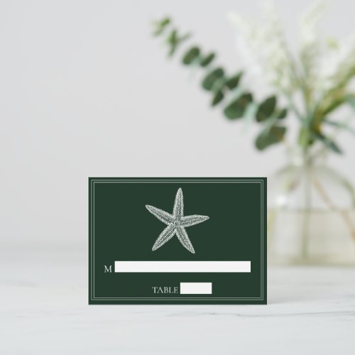 Emerald Green Starfish Wedding Place Cards