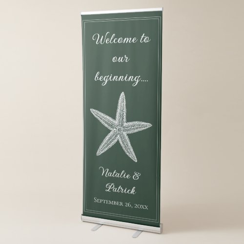 Emerald Green Starfish Wedding Retractable Banner