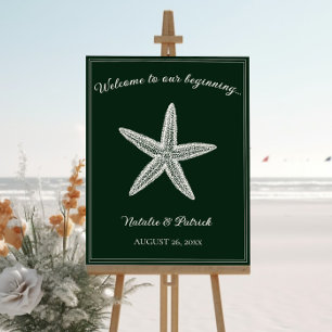 Emerald Green Starfish Wedding Welcome Sign