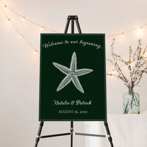 Emerald Green Starfish Wedding Welcome Sign