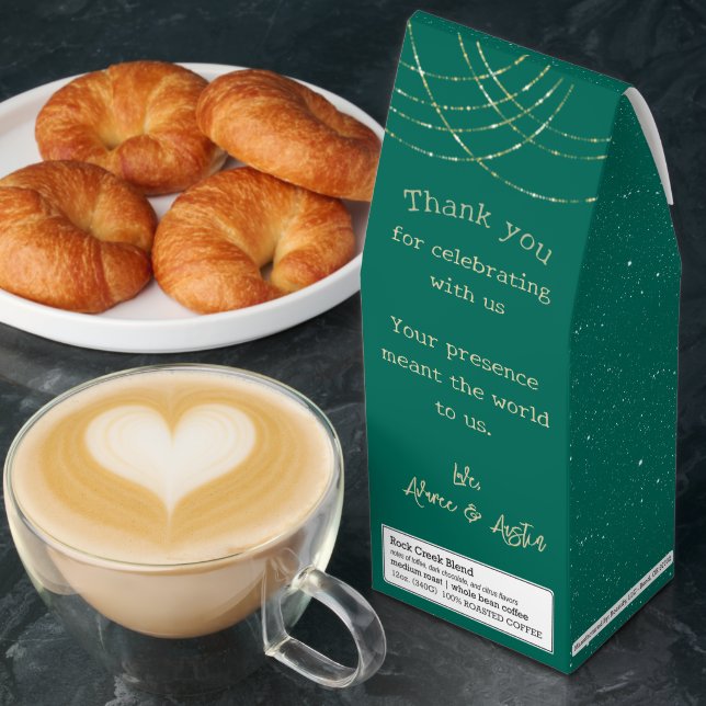 Emerald Green Stars Wedding Thank You  Roasted Coffee (Breakfast)