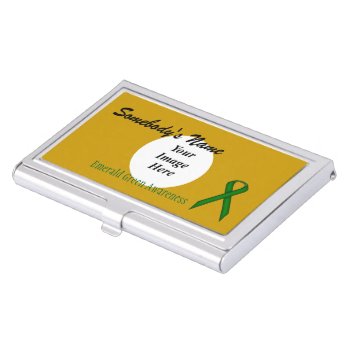 Emerald Green Stnd Ribbon Tmpl By Kenneth Yoncich Business Card Holder by KennethYoncich at Zazzle