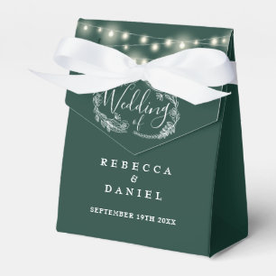 Emerald Green String Lights Floral Wedding Favor Boxes