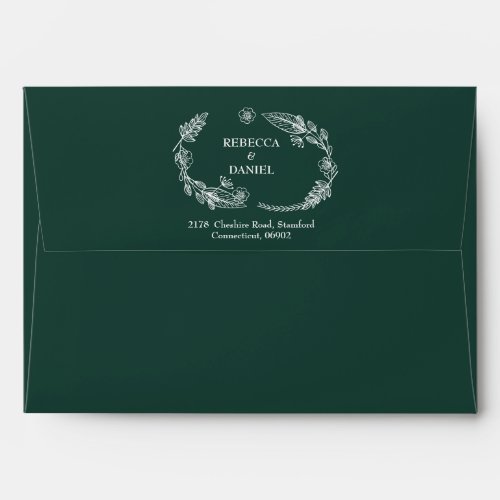 Emerald Green String Lights Return Address Envelope