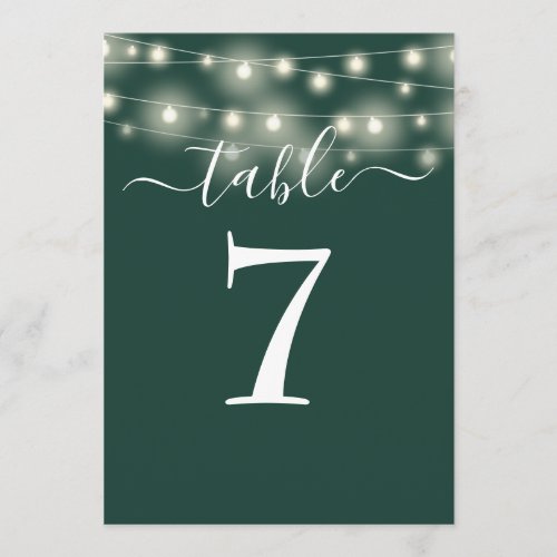 Emerald Green String Lights Table Number