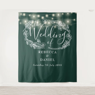 Emerald Green String Lights Wedding Backdrop