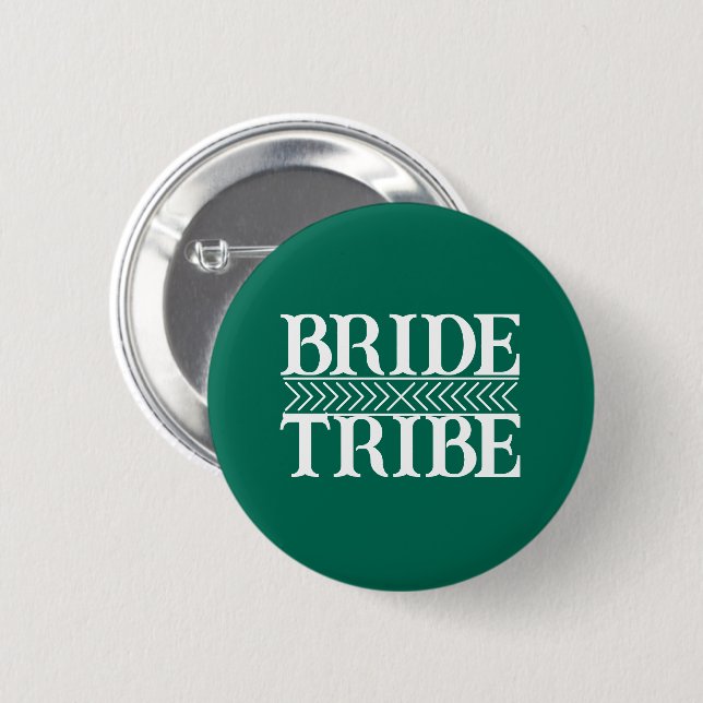 Emerald Green Stylized Bride Tribe Button (Front & Back)