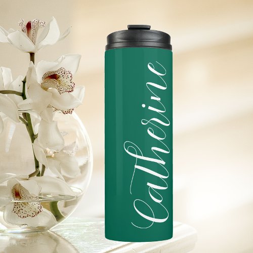 Emerald Green Stylized Maid of Honor Name Thermal Tumbler