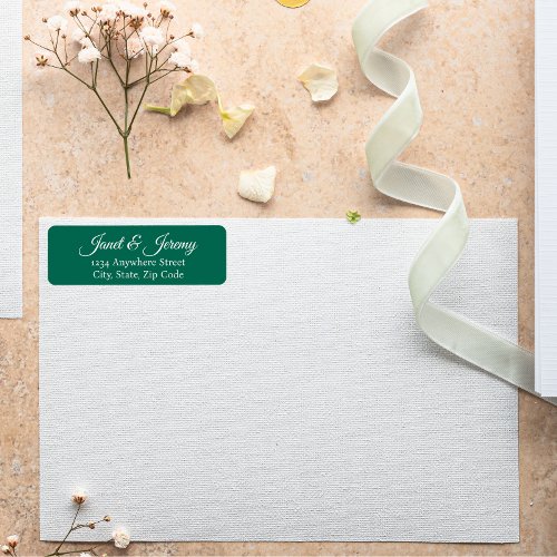 Emerald Green Stylized Name Wedding Return Address Label