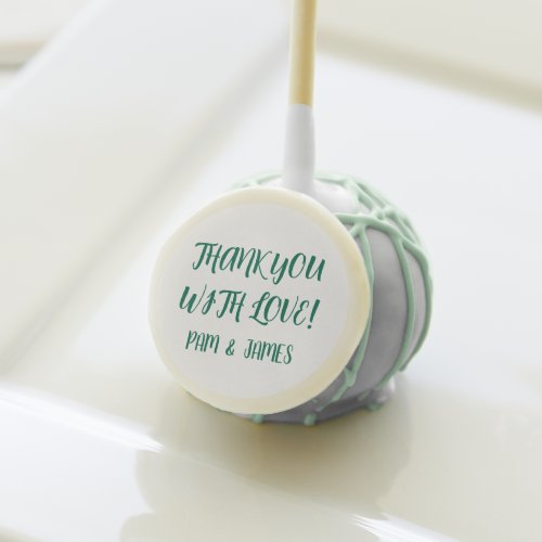 Emerald Green Stylized Names Thank You Cake Pops