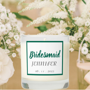 Emerald Green Stylized Wedding Bridesmaid Scented Candle