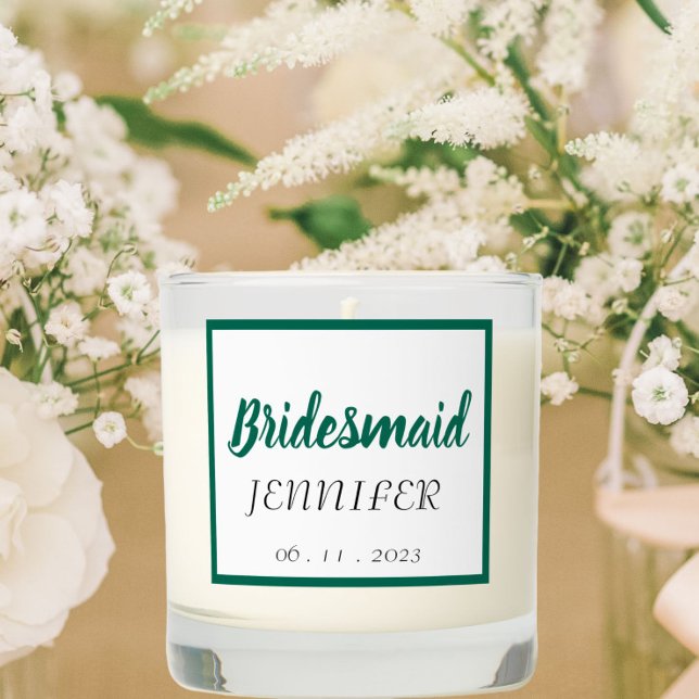 Emerald Green Stylized Wedding Bridesmaid Scented Candle (In Situ Wedding)