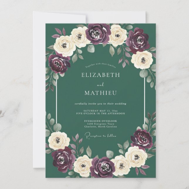 Emerald Green Sumptuous Winter Wedding Invitation (Front)