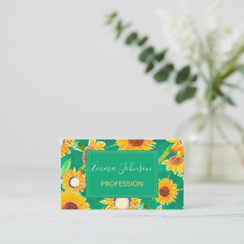  Emerald Green Sunflowers Business Card