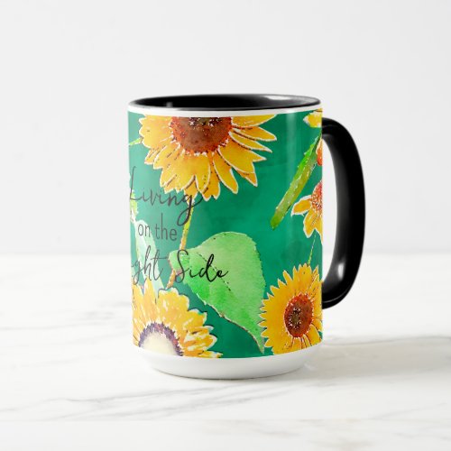 Emerald Green Sunflowers Mug