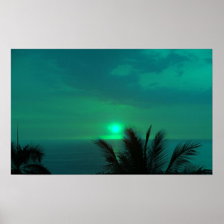 Emerald Green Sunset Poster