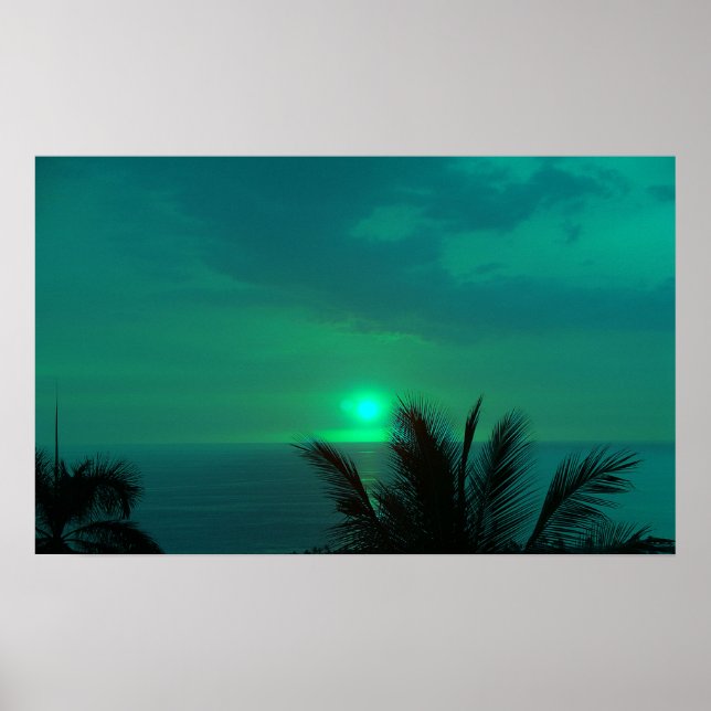 Emerald Green Sunset Poster (Front)