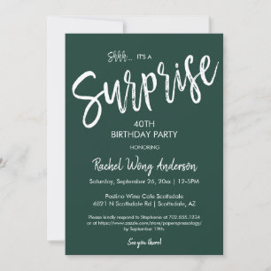 Emerald Green Surprise Birthday Retirement Party Invitation
