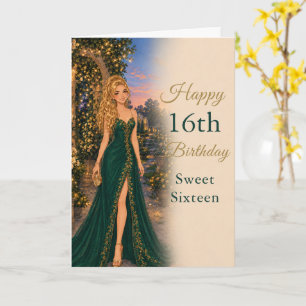 Emerald Green Sweet Sixteen Birthday Card