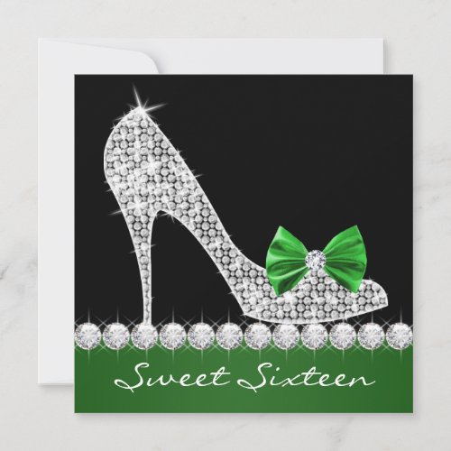Emerald Green Sweet Sixteen Birthday Party Personalized Invite