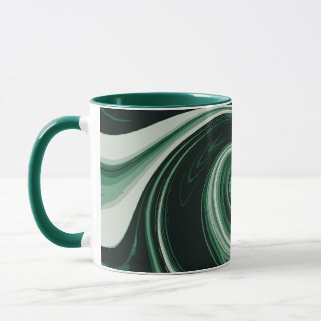 Emerald Green Swirl Abstraction Mug (Left)