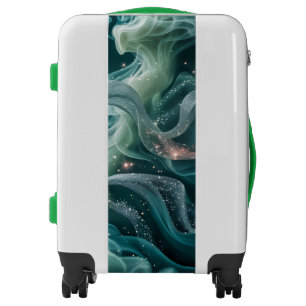 Emerald Green Swirl Galaxy Art Travel Luggage