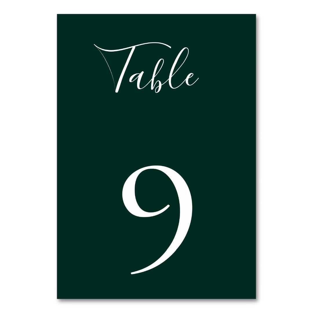 Emerald Green Table Number Card | Zazzle