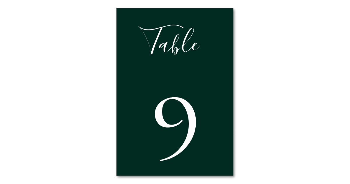Emerald Green Table Number Card Zazzle