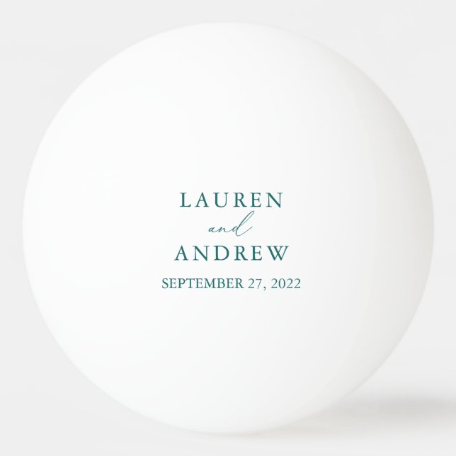 Emerald Green Teal Wedding Personalized Ping Pong Ball (Front)