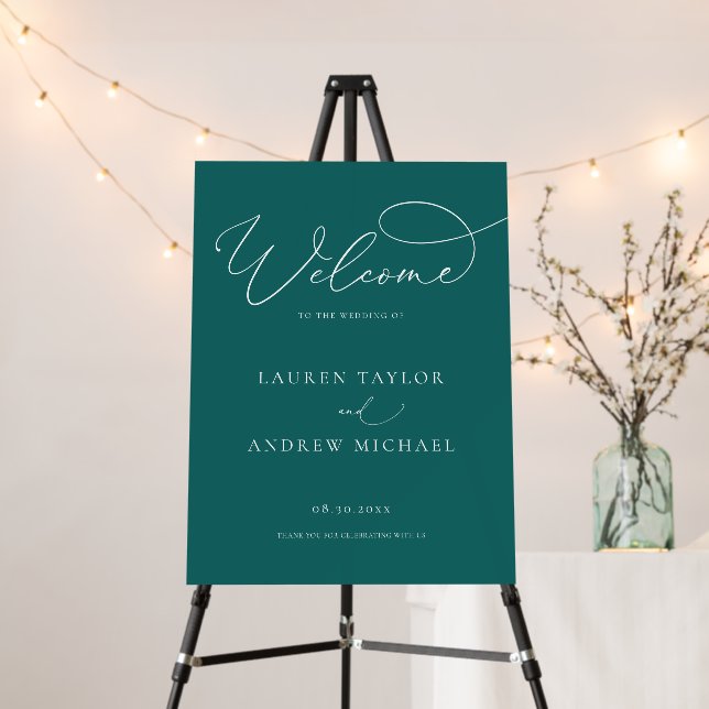Emerald Green Teal Welcome to Our Wedding Foam Board (In Situ (Stand))