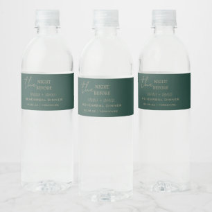 Emerald Green the Night Before Rehearsal Dinner  Water Bottle Label