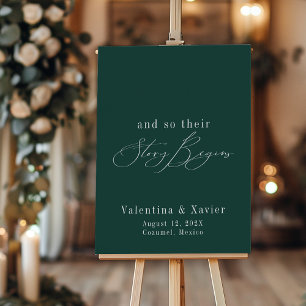 Emerald Green Their Story Begins Wedding Welcome  Foam Board