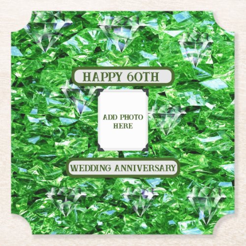Emerald Green Traditional 60th Wedding Anniversary Paper Coaster