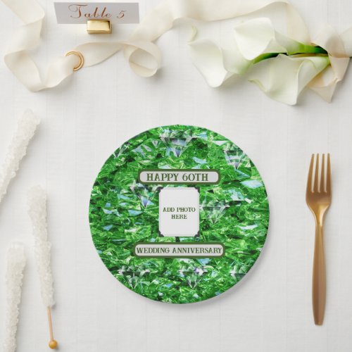 Emerald Green Traditional 60th Wedding Anniversary Paper Plates