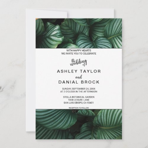 Emerald green tropical chic floral Wedding Invitat Invitation