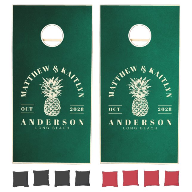 Emerald Green Tropical Pineapple Wedding Cornhole Set (Set)