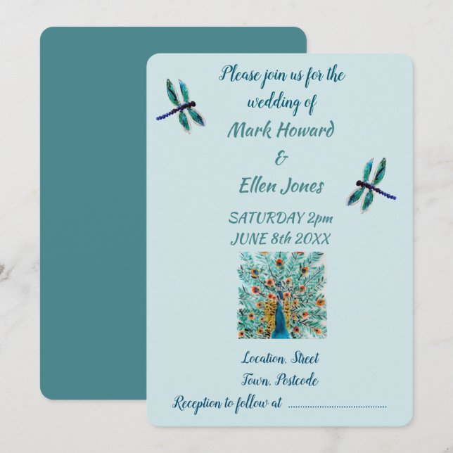 Emerald Green Turquoise Country Wedding Invitation (Front/Back)