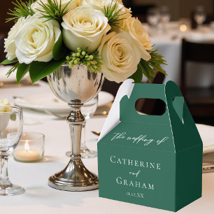 Emerald Green Typography Custom Forest Wedding Favor Boxes