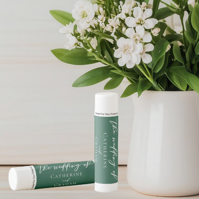Emerald Green Typography Custom Forest Wedding Lip Balm (Creator Uploaded)