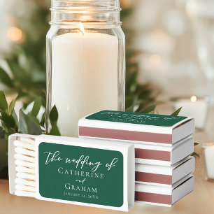 Emerald Green Typography Custom Forest Wedding Matchboxes