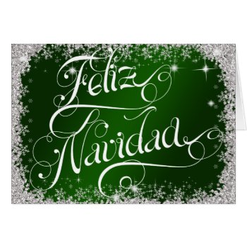 Emerald Green Typography Feliz Navidad Custom Card 