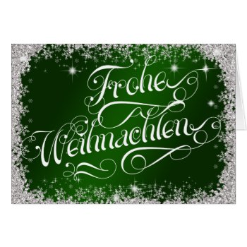 Emerald Green Typography German Frohe Weihnachten Card 