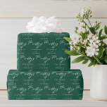 Emerald Green Typography Personalized Wedding Wrapping Paper<br><div class="desc">This solid emerald green wedding wrapping paper features classic white script for a couple getting married in a forest or other nature venue. Celebrate your love with this tranquil color and coordinate with our matching minimalist typography collection.</div>