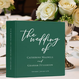 Emerald Green Typography Wedding Photo Album 3 Ring Binder