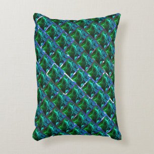 Emerald green under a grid with a metallic tone  accent pillow