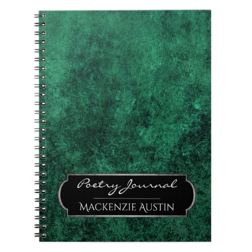 Emerald Green  Velvet Grunge Song Lyric or Poetry Notebook